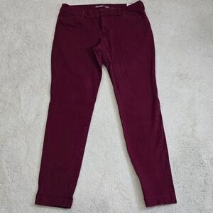 Old Navy Pixie Mid Rise Gosh Garnet Burgundy Pants Womens Size 12 Long